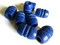 5 28mm Blue Vintage Wood Fluted Barrel Beads - Large Hole Macrame Beads bA3